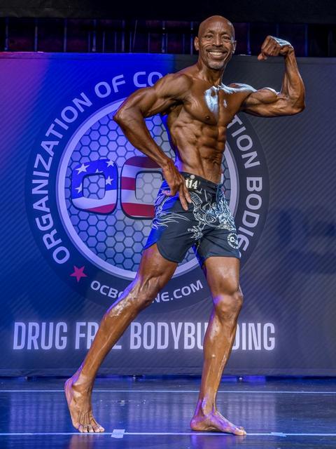 Arnold Hardy on stage after prep